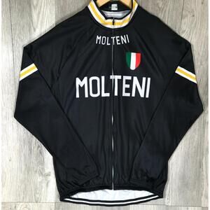 Men's Retro Molteni Long Sleeve Cycling Jersey (Flence) Size XL Black #3
